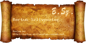 Bertus Szilveszter névjegykártya